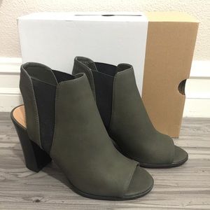 Olive Green Peep Toe Booties